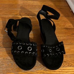Allsaints eyelet black wedge sandals size 39